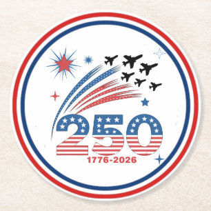 Posavasos Redondo De Papel Diseño de celebración de 250 años de libertad de E