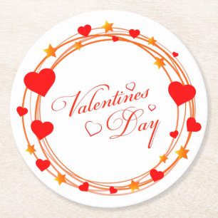 Posavasos Redondo De Papel Diseño de Círculo del Día de San Valentín-25695
