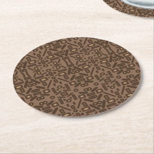 Posavasos Redondo De Papel Diseño de patrones de arte de abstracto tribal del