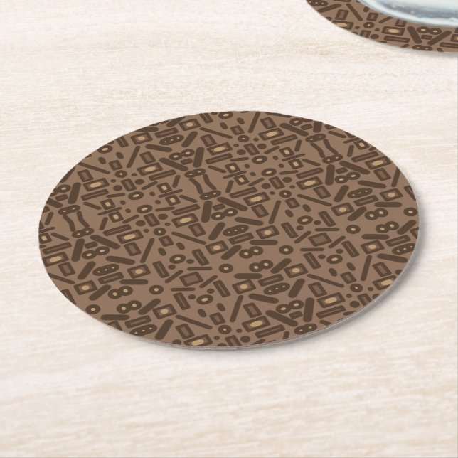 Posavasos Redondo De Papel Diseño de patrones de arte de abstracto tribal del (En perspectiva)