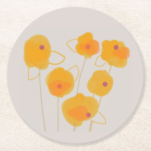 Posavasos Redondo De Papel Diseño de ramo Zinnia Papel