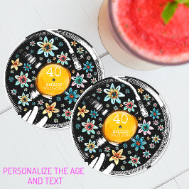 Posavasos Redondo De Papel Diseño de registro de vinilo con sabor retro Perso