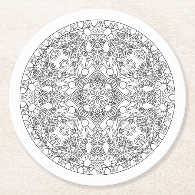 Posavasos Redondo De Papel Diseño de Zendala (Anverso)