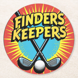 Posavasos Redondo De Papel Diseño del club de golf de Finders Keepers