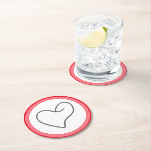 Posavasos Redondo De Papel Diseño elegante en forma de corazón