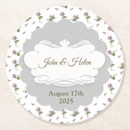 Posavasos Redondo De Papel Diseño floral