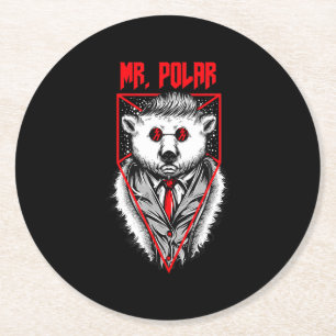 Posavasos Redondo De Papel Diseño Polar: Un divertido amante de los animales