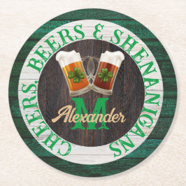 Posavasos Redondo De Papel Diversión con cervezas de madera rústica