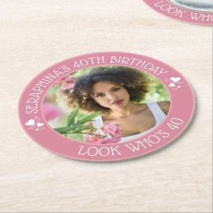 Posavasos Redondo De Papel Diversión Favor de Fiesta de Cumpleaños 40 Persona