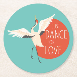 Posavasos Redondo De Papel Divertido mensaje de pájaro - Sólo baile por amor
