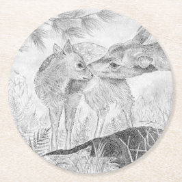 Posavasos Redondo De Papel Doe and Fawn