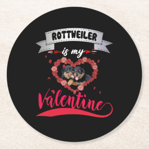Posavasos Redondo De Papel Dog Lover   Rottweiler Es Mi Valentín