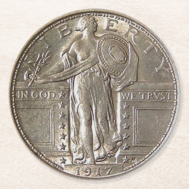 Posavasos Redondo De Papel Dólar de la libertad (Anverso)