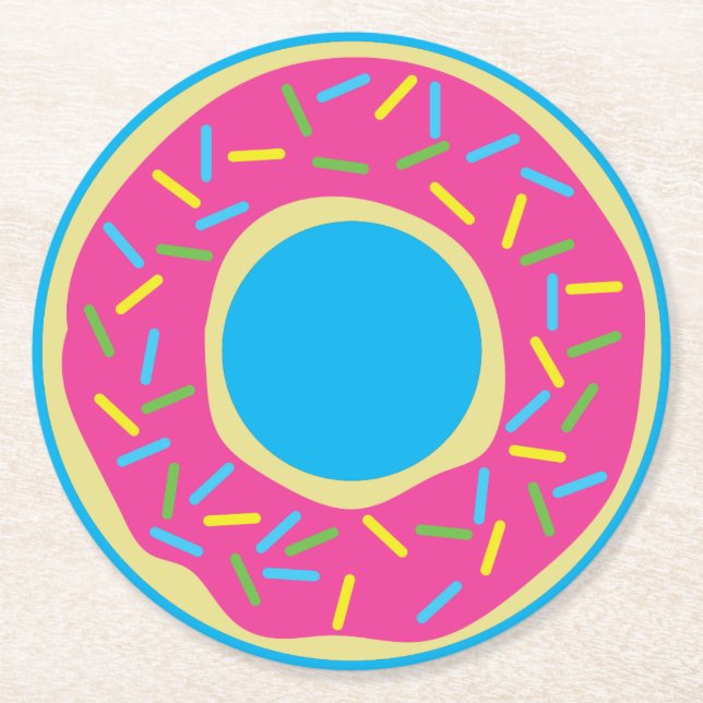 Posavasos Redondo De Papel Donut Birthday Party (Anverso)