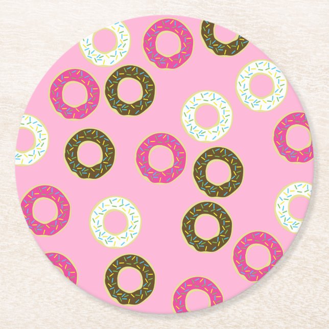 Posavasos Redondo De Papel Donut Birthday Party (Anverso)