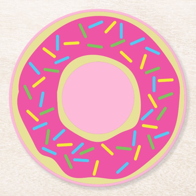 Posavasos Redondo De Papel Donut Birthday Party (Anverso)
