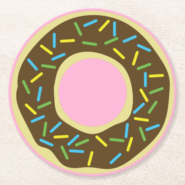 Posavasos Redondo De Papel Donut Birthday Party (Anverso)