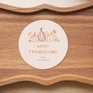 Posavasos Redondo De Papel Doodle de calabaza de Acción de Gracias o Día de A