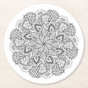 Posavasos Redondo De Papel Doodle redondo