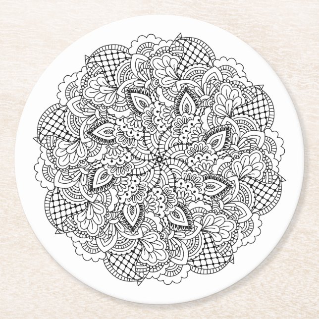 Posavasos Redondo De Papel Doodle redondo (Anverso)