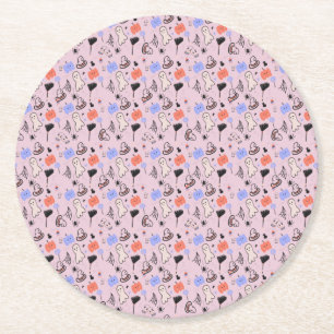 Posavasos Redondo De Papel Doodles temáticos retro Halloween