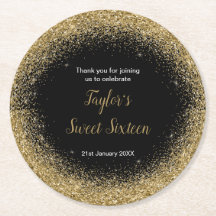 Dorado Vestido Faux Purpurina Dulce 16 Cumpleaños