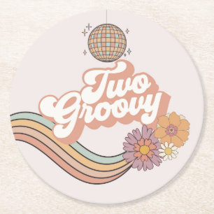 Posavasos Redondo De Papel Dos fiestas de 2º cumpleaños de Groovy