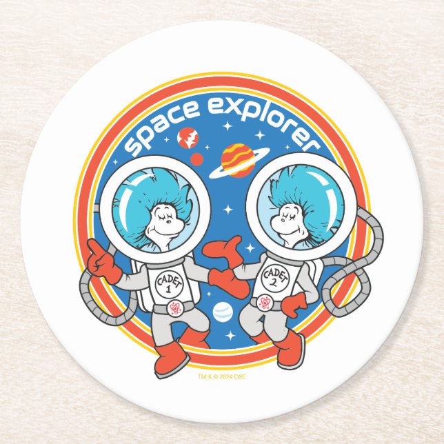 Posavasos Redondo De Papel Dr. Seuss | Cadet One Cadet Two Space Explorer (Anverso)
