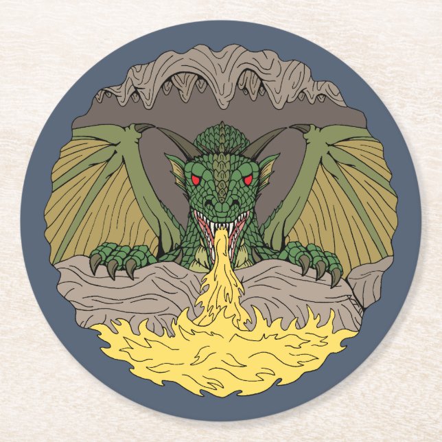 Posavasos Redondo De Papel Dragón cavernoso 2016 (Anverso)