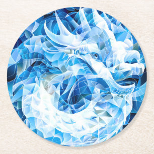 Posavasos Redondo De Papel Dragón del cielo azul