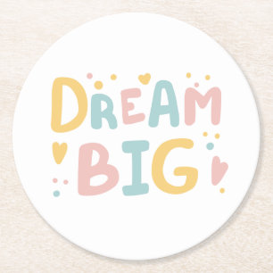 Posavasos Redondo De Papel Dream Big Pastel Hearts