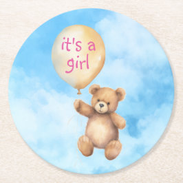 Posavasos Redondo De Papel Ducha con globo flotante de oso de peluche