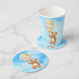 Posavasos Redondo De Papel Ducha con globo flotante de oso de peluche