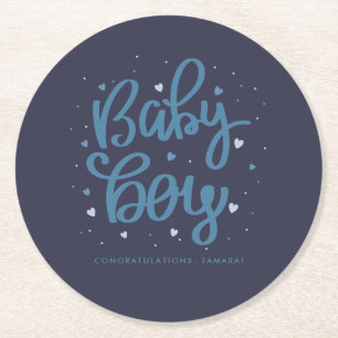 Posavasos Redondo De Papel Ducha de Baby Boy Blue 