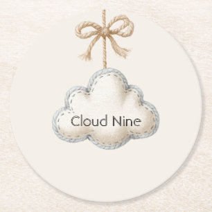 Posavasos Redondo De Papel Ducha de bebé Cream Blue Cloud Nine