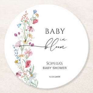 Posavasos Redondo De Papel Ducha de Bebé de Flores Silvestres en Flor