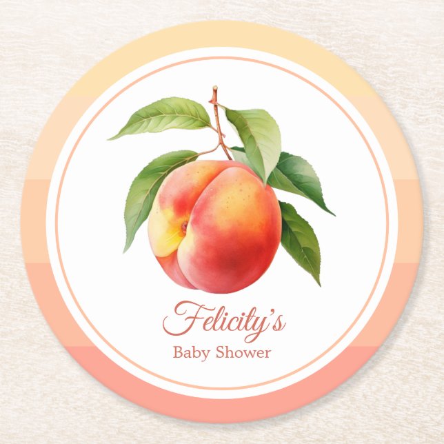 Posavasos Redondo De Papel Ducha de bebé Peach Fuzz (Anverso)