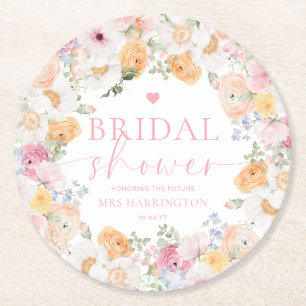Posavasos Redondo De Papel Ducha de Novia Millie Floral