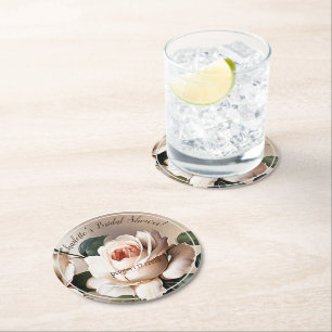 Posavasos Redondo De Papel Ducha de Novia Tea Rose