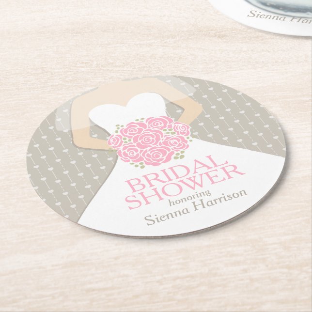 Posavasos Redondo De Papel Ducha de novias capuchas de personalizado de vesti (En perspectiva)
