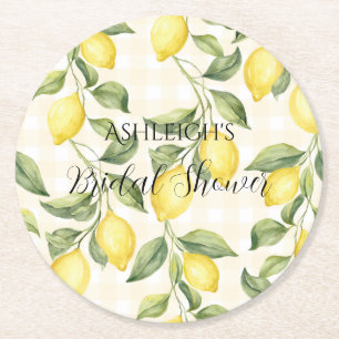 Posavasos Redondo De Papel Ducha Nupcial de Limones Amarillos Frescos