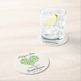 Posavasos Redondo De Papel Ducha Nupcial del Día de San Patricio Afortunada e