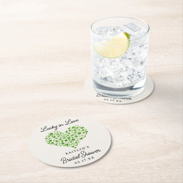 Posavasos Redondo De Papel Ducha Nupcial del Día de San Patricio Afortunada e (In situ)