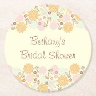 Posavasos Redondo De Papel Ducha nupcial Fancy Floral moderna