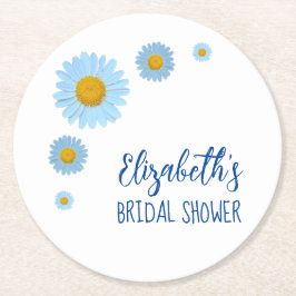 Posavasos Redondo De Papel Duchas de Novia Florales de Margaritas Azules