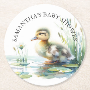 Posavasos Redondo De Papel Duck Baby Shower Personalized Coasters