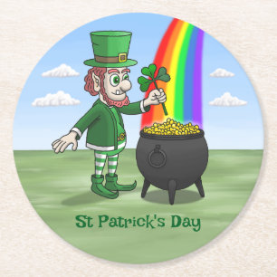 Posavasos Redondo De Papel Duende del Día de San Patricio