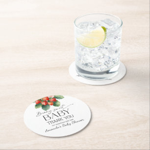 Posavasos Redondo De Papel Dulce ducha de bebé Fresca de Fresa