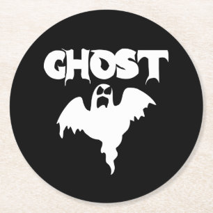 Posavasos Redondo De Papel Dulce Fantasma Blanco Y Negro Halloween