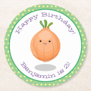 Posavasos Redondo De Papel Dulce ilustración de dibujos animados de cebolla m